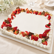 Carica l'immagine nel visualizzatore di Gallery, Torta di compleanno rettangolare con chantilly fragole e cioccolato
