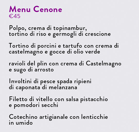 Menu Cenone € 45 persona